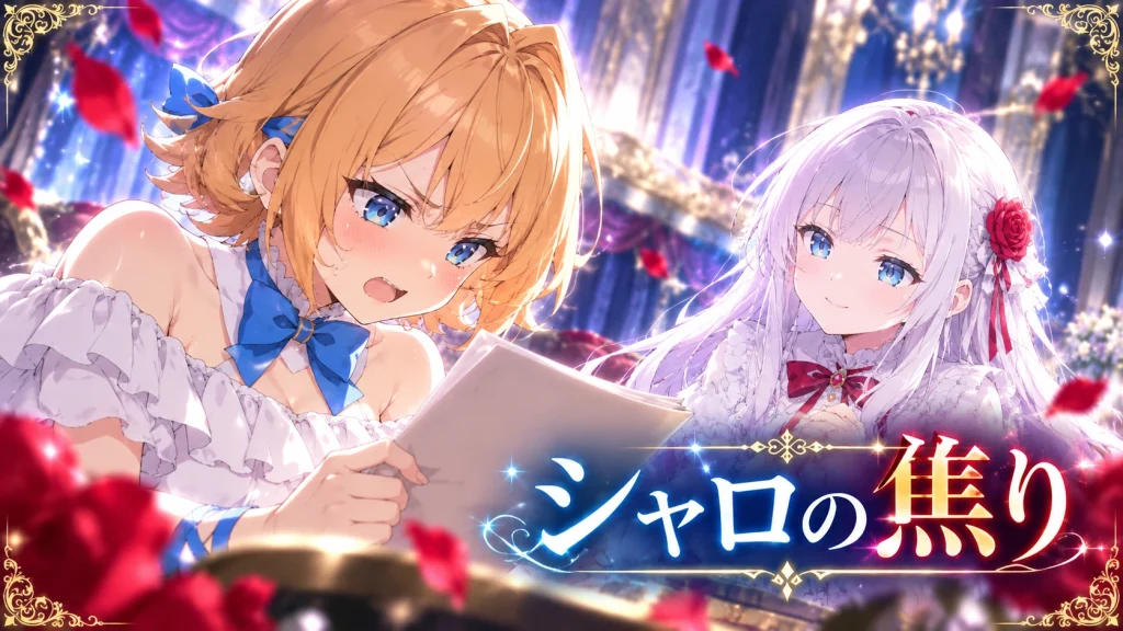 舞台で向き合うニアとシャロを描いたイメージイラスト