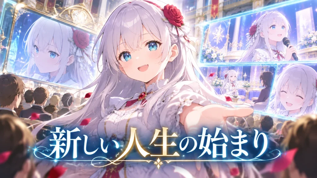 ニア・リストンとマジックビジョン出演をイメージした「新しい人生の始まり」のイラスト