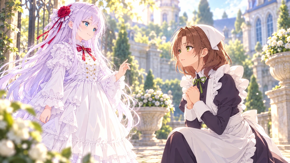 ニアの前で膝をつき、稽古を願い出るリノキスのイメージイラスト